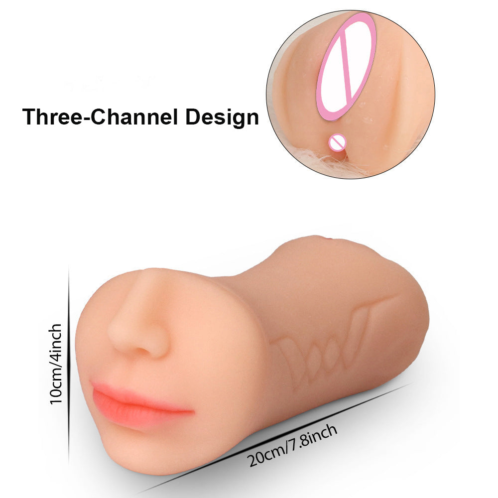 3 in 1 Male Masturbator Pocket Pussy with 3D Oral Vagina Anus