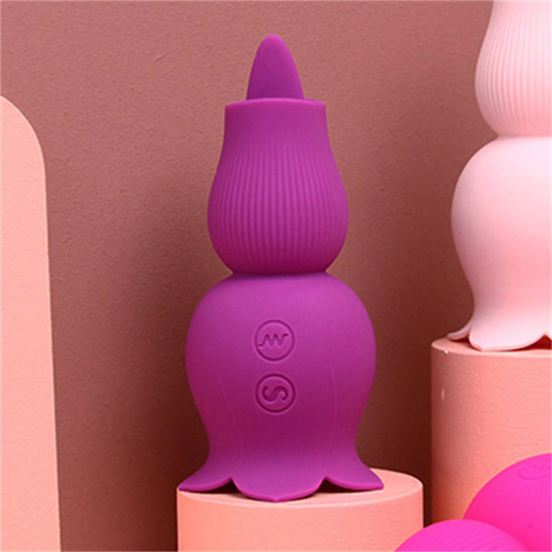 Women's 2 in 1 Sucking Rose Toy Vibrators with Tongue