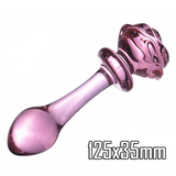 Beautiful Pink Rose Clear Glass Butt Plug Anal Dildos