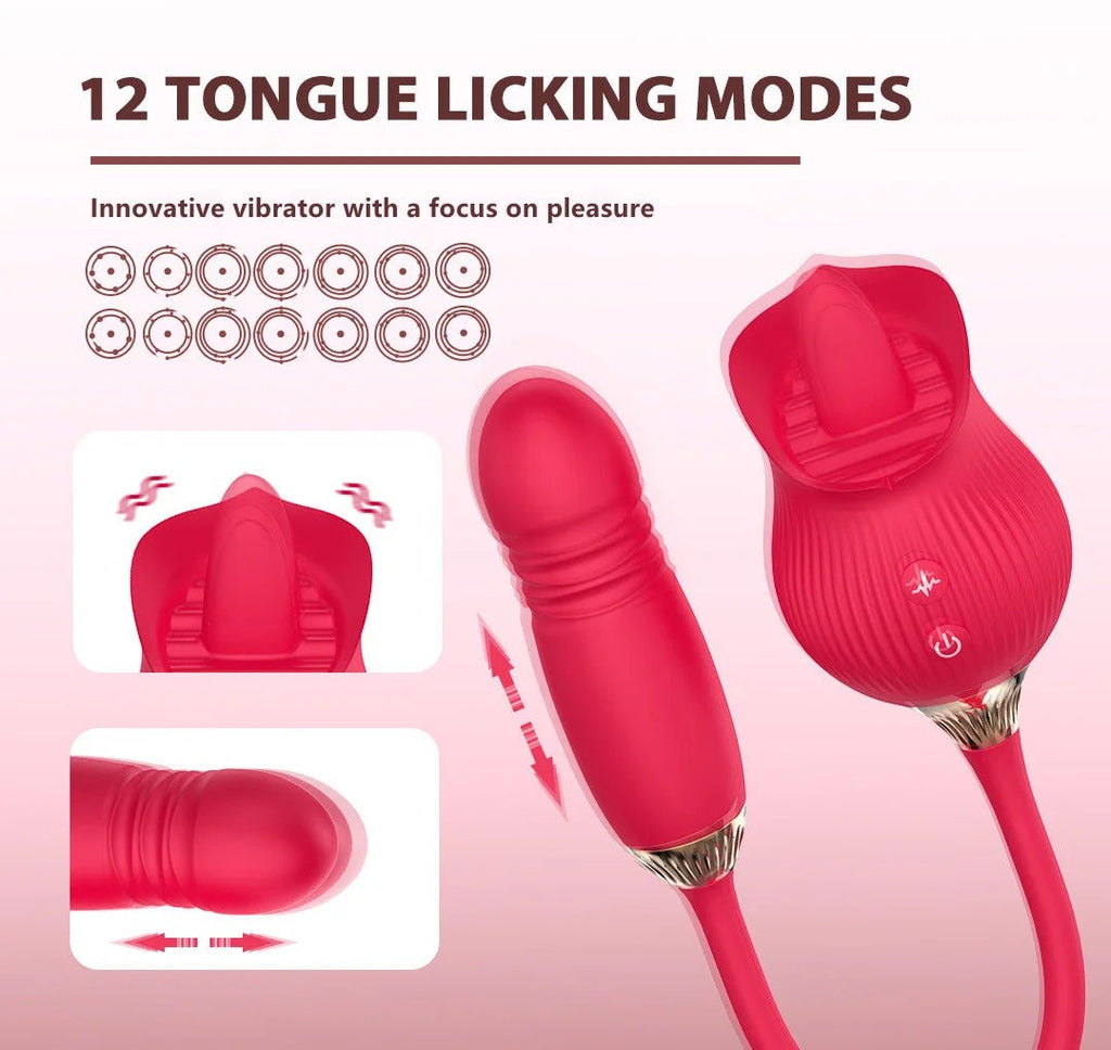 Alice Tongue Licking Thrusting Rose Toy