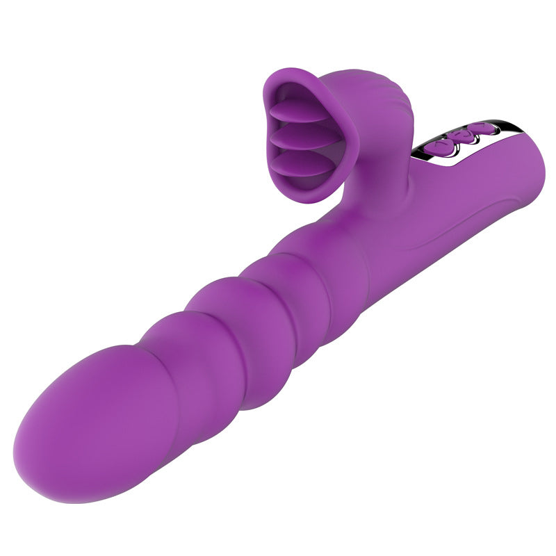 8-frequency Telescopic + 5-frequency Tongue Licking Vibrating Dildo