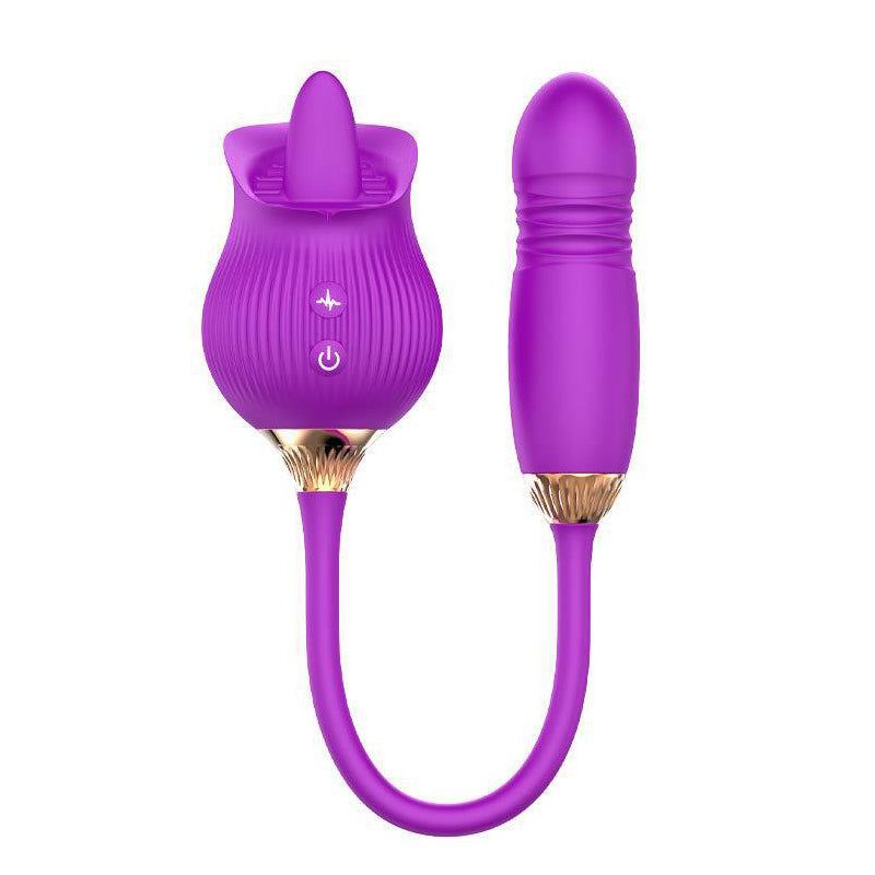 Women's Waterproof Silicone Rose Sex Stimulator Tongue Licking Vibrators