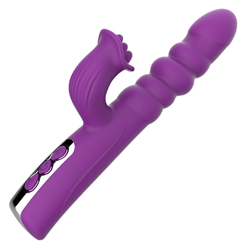8-frequency Telescopic + 5-frequency Tongue Licking Vibrating Dildo