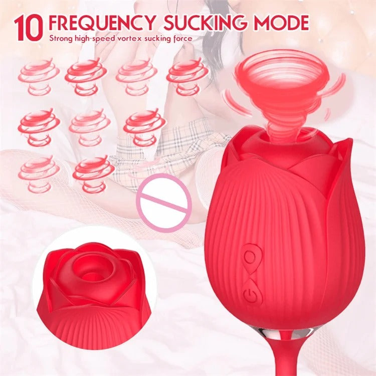 The Rose Toy Clit Sucker With Thrusting Bullet Vibrator