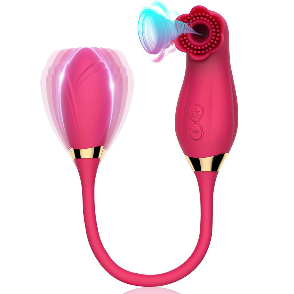 2 in 1 Clit Sucking and Vibrating Rose Toys for Women