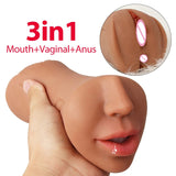 3 in 1 Male Masturbator Pocket Pussy with 3D Oral Vagina Anus