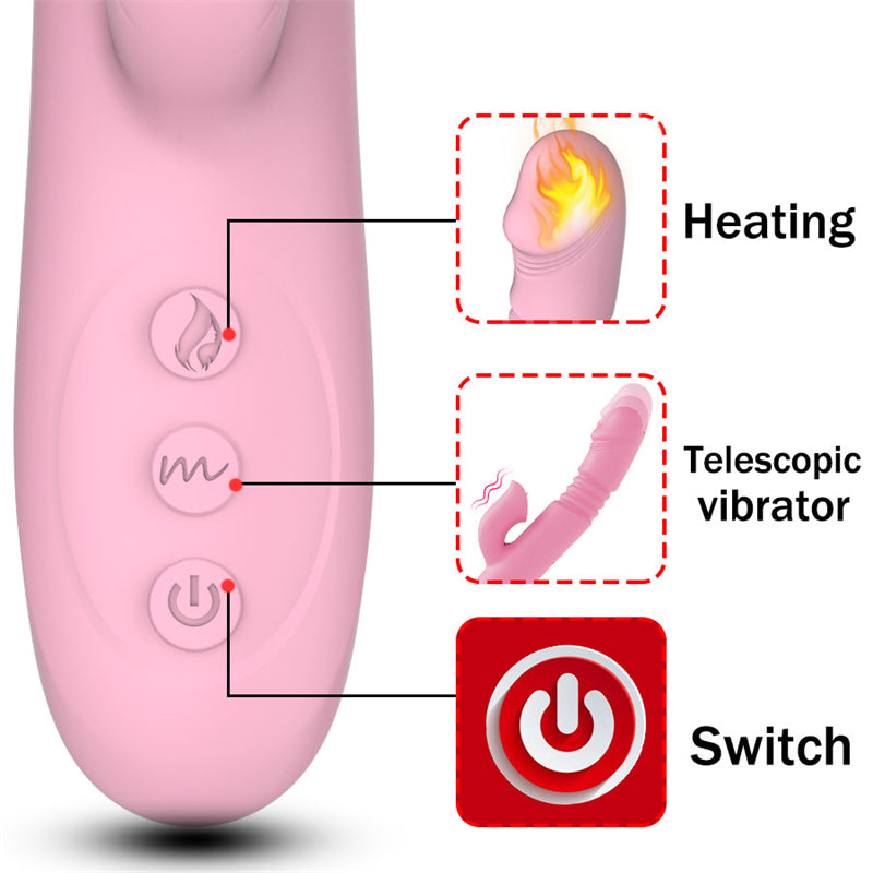 4-in-1 Heated Telescopic Tongue Licking Vibrating Dildos