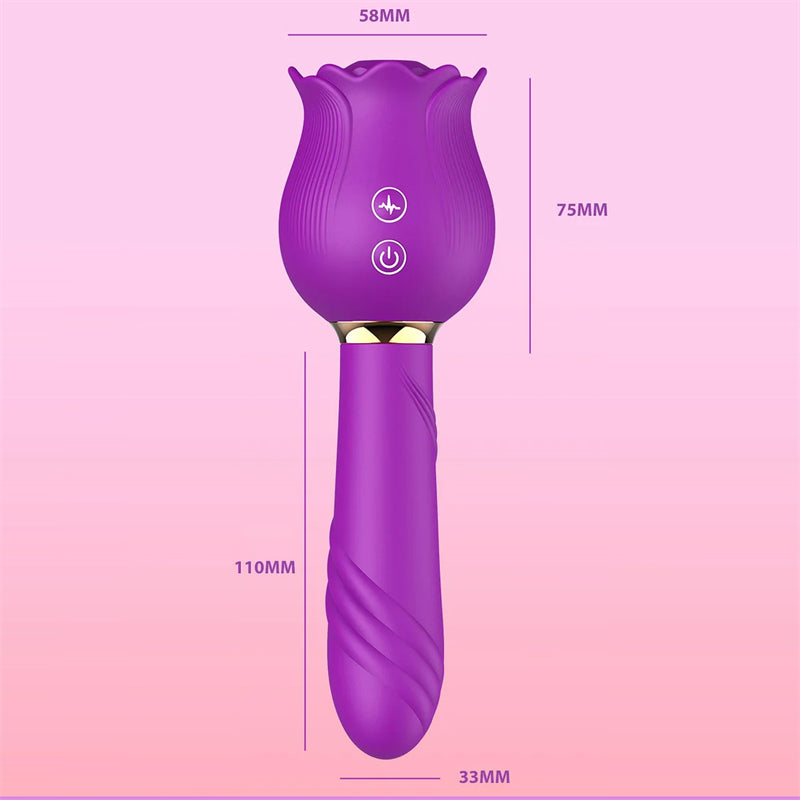 Female Rose Sex Massager Wand Suction Vibrators
