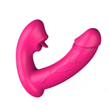 Tongue Licking Wearable Vibrating Dildo with Wireless Remote Control