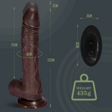 Dark Coffee Realistic Dildos Telescopic Rotating Vibrating Women Sex Toy